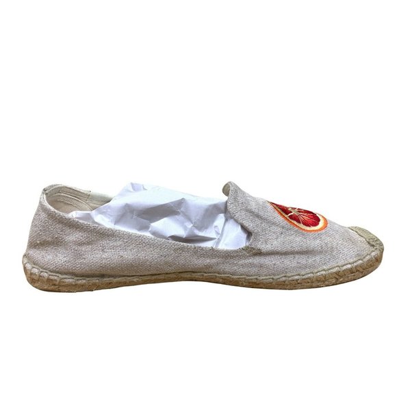 SOLUDOS Beige Chambray Embroidered Orange Espadrilles flat Women's Shoes Sz 10 - Picture 5 of 11